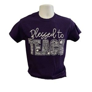 Blessed To Teach Purple‎ Tee Tshirt Teacher School Gildan Heavy Cotton